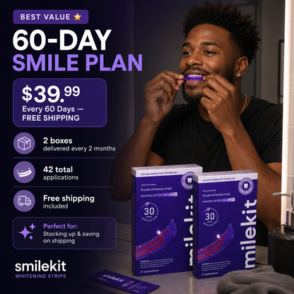 Purple Teeth Whitening Strips — 21 Applications Per Box