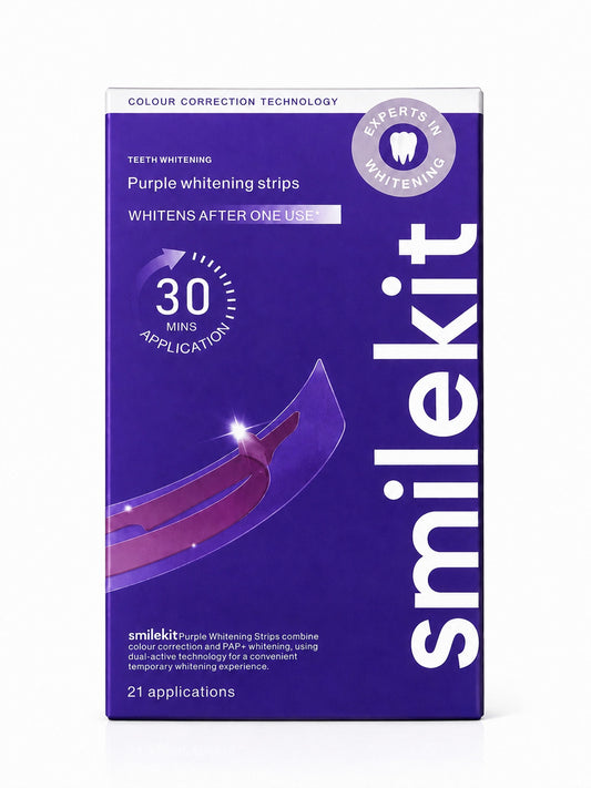 Purple Teeth Whitening Strips — 21 Applications Per Box